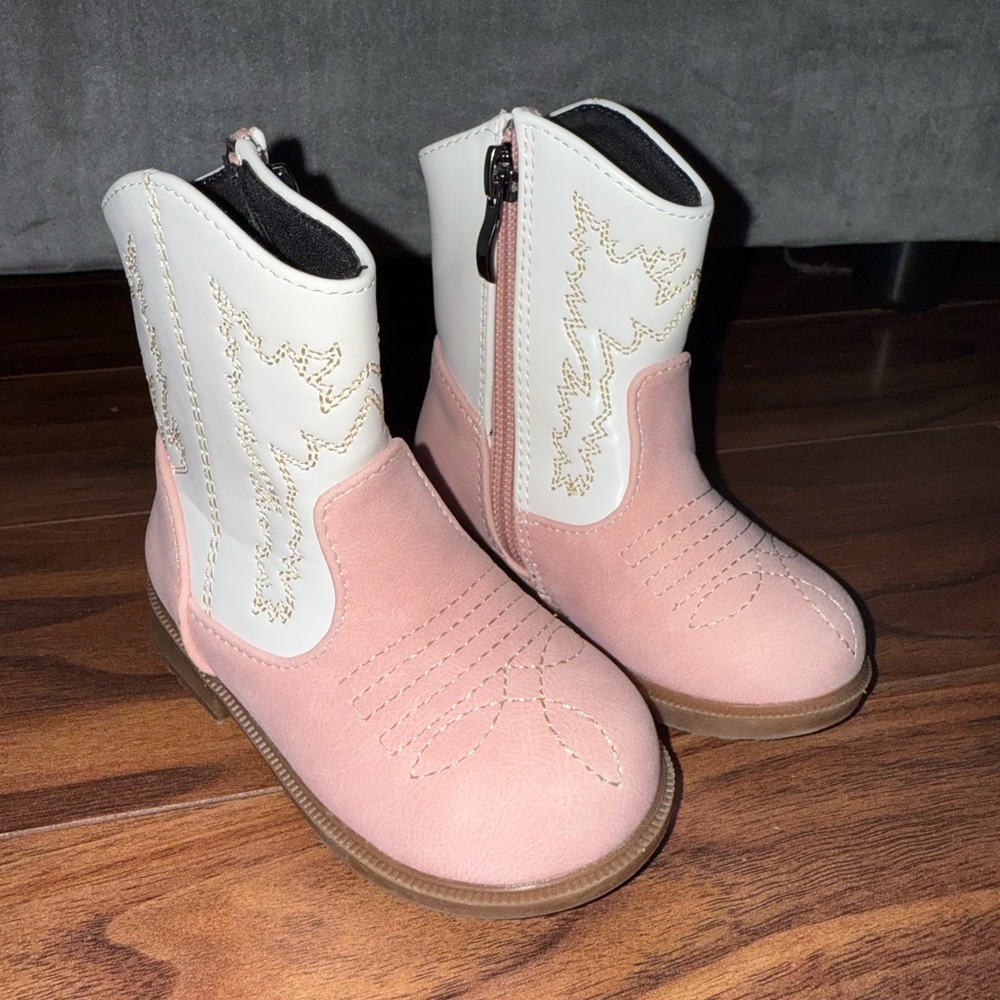 Pink and White Toddler Cowboy Boots